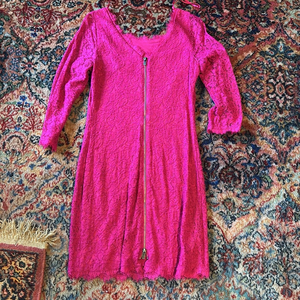 Diane Von Furstenberg pink lace dress size 12 - Picture 3 of 3